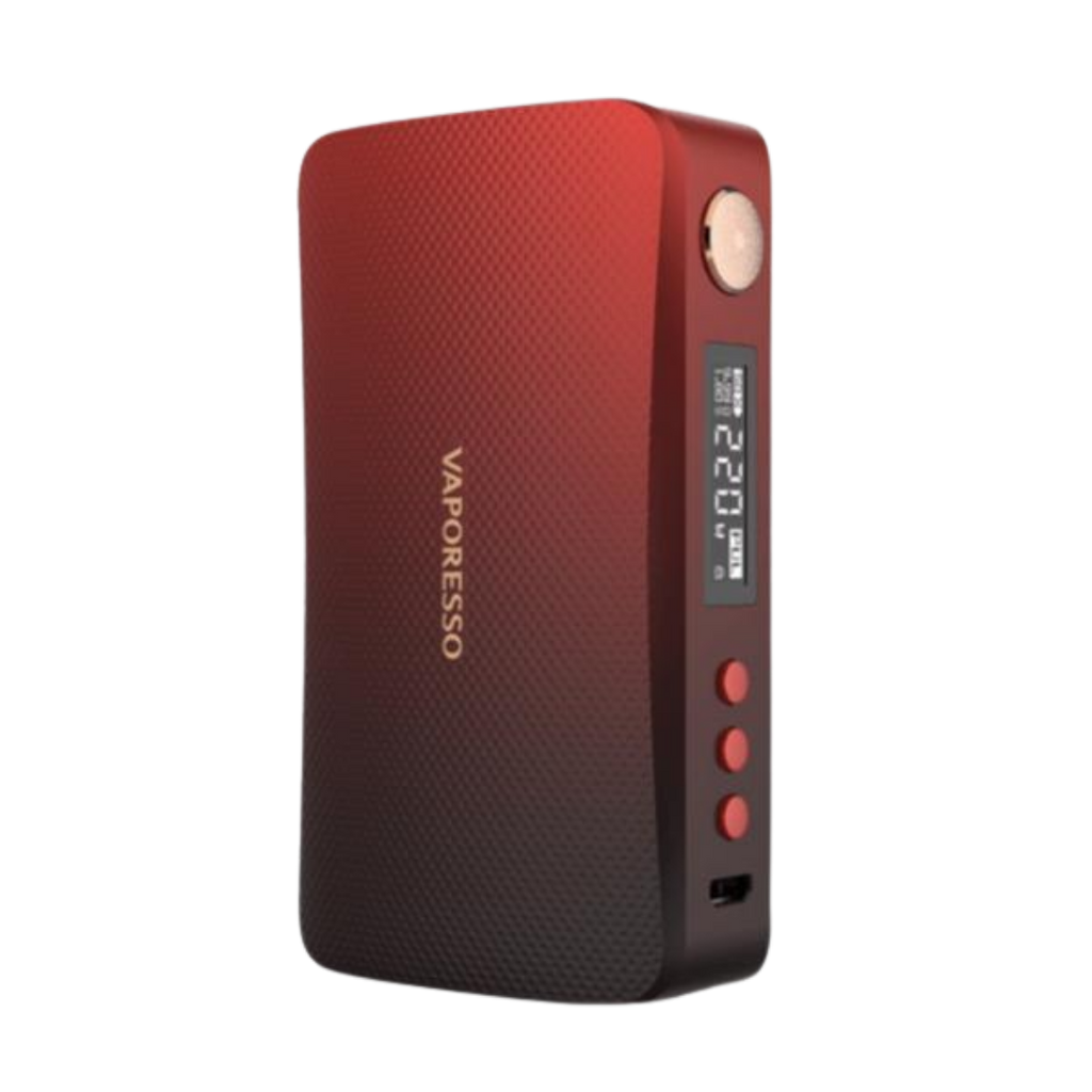 Red Vaporesso power bank on a white background