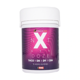 Purple container labeled 'Next Gen Doze' with white lid on a white background