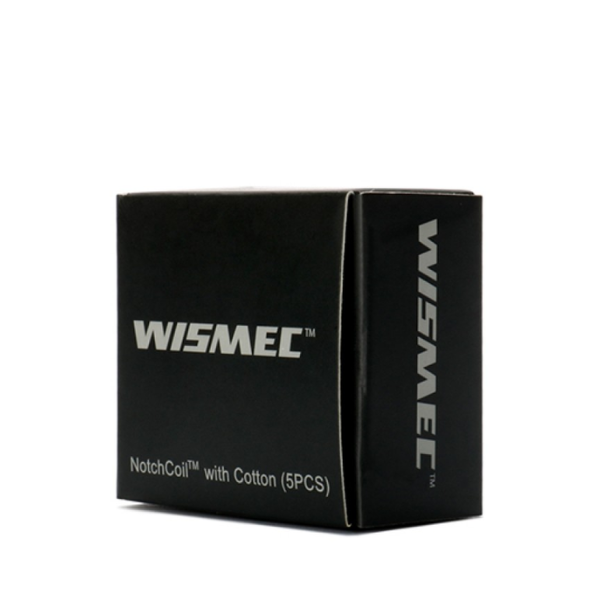 Black Wismec packaging box with white text on a white background