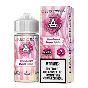 Liquid Assets Strawberry Dream Gelato e-liquid bottle and packaging on a white background