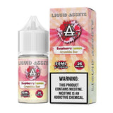 Liquid Assets Raspberry Lemon Crumble Bar e-liquid bottle and packaging on a white background