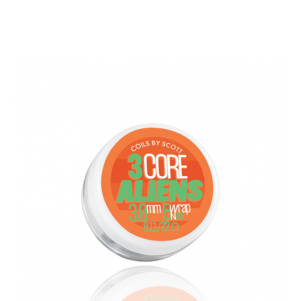 Jar of '3 Core Aliens' coils by Scotty on a white background