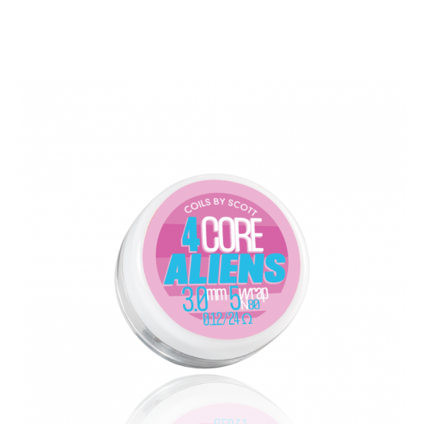 Jar of '4 Core Aliens' coils by Scott on a white background