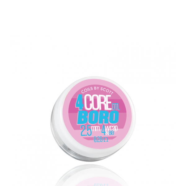 Jar of '4 Core Boro' coils by Scott on a white background