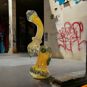 7" Double Grass Frit Bubbler with Leaf Decal -