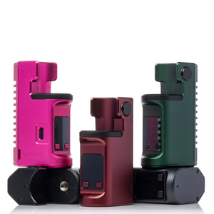 Three Vaperz Cloud Parsons SBS DNA80CMods in pink, green, and black colors with a side-by-side atomizer fitment.