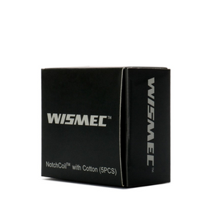 Black Wismec packaging box with white text on a white background