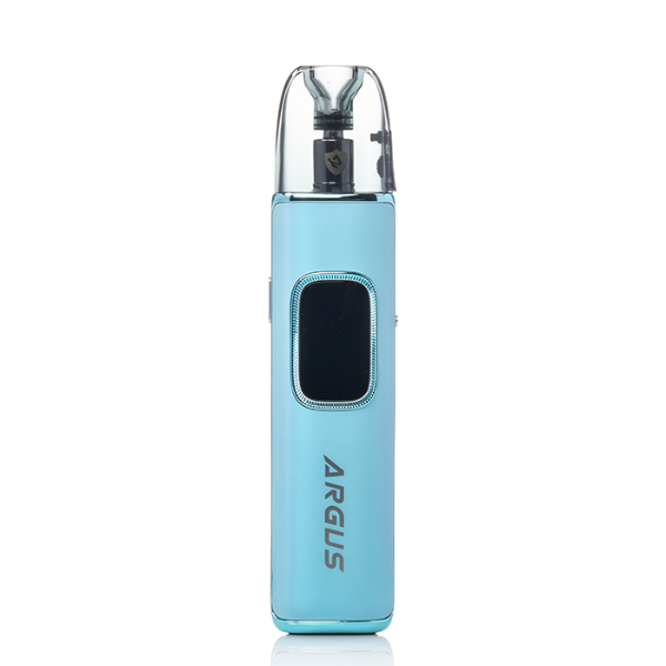 Blue vape device with 'ARGUS' branding on a white background