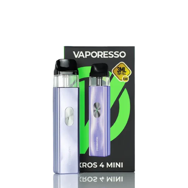 Vaporesso KROS 4 MINI vaping device and packaging on a white background