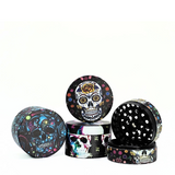 Set of colorful skull-themed grinder on a white background